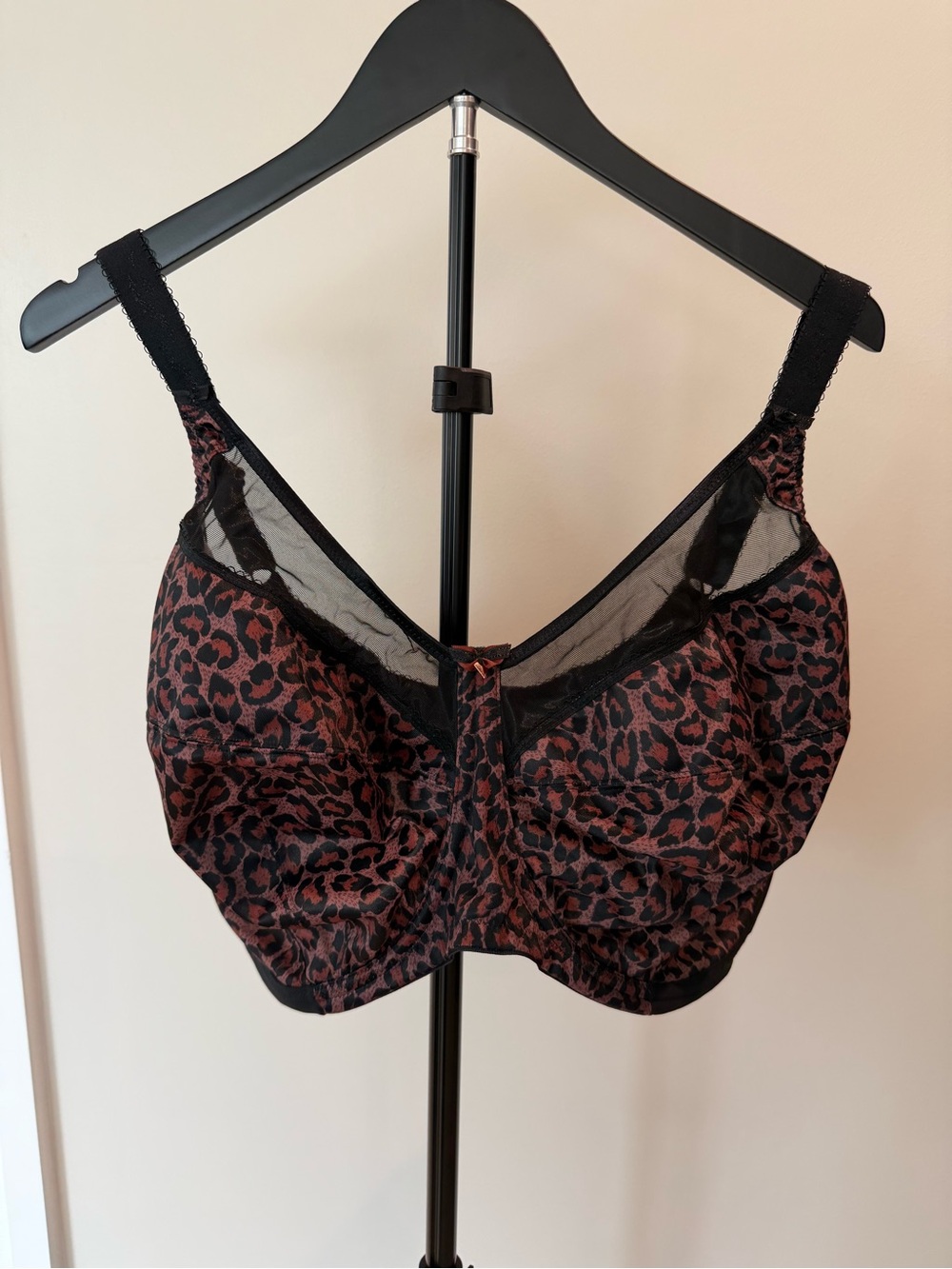 TNA Black and Burgundy Leopard Print Lace Trim Bra